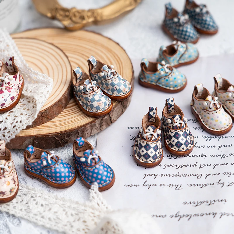 Blythe Baby Shoes Mini Toy Accessories OB22 Shoes Checker Shoes Small Cloth UFDOLL Mini Body OB24 Handmade Cowhide Shoes 2