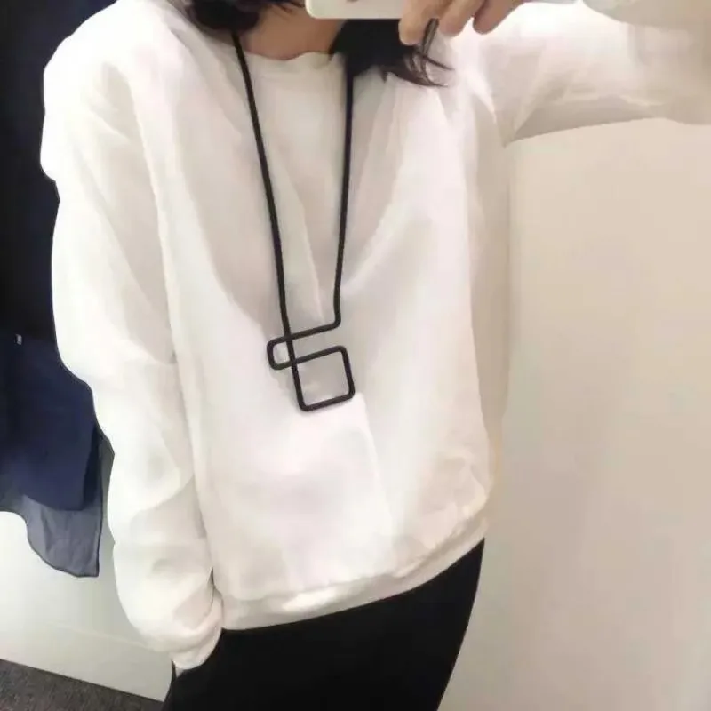 Fashion Women's Sweater Chain Black Rope Women Necklace Geo Maze Collar Pendant Simple Jewelry