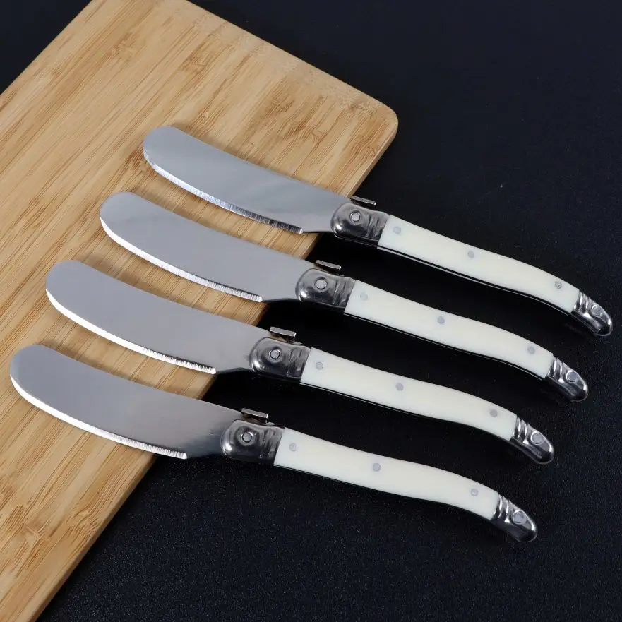 Butter Knives Butter Spatula 4/6/8Pcs Stainless Steel Jam Spreader Cake Slicer White Plastic Handle Cheese Spreader Knife