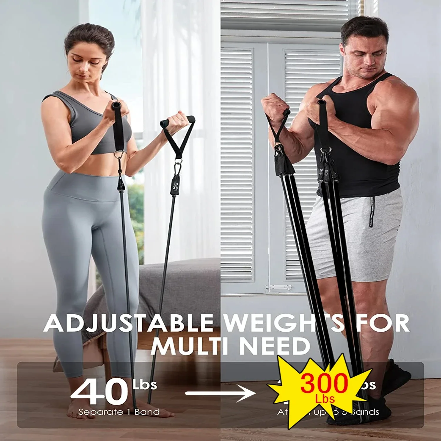 300lb Fitness Booty Resistance Elastic Band Workout Training Exercise Sport Gym Dumbbell Harness Set Expander Equipment Weight