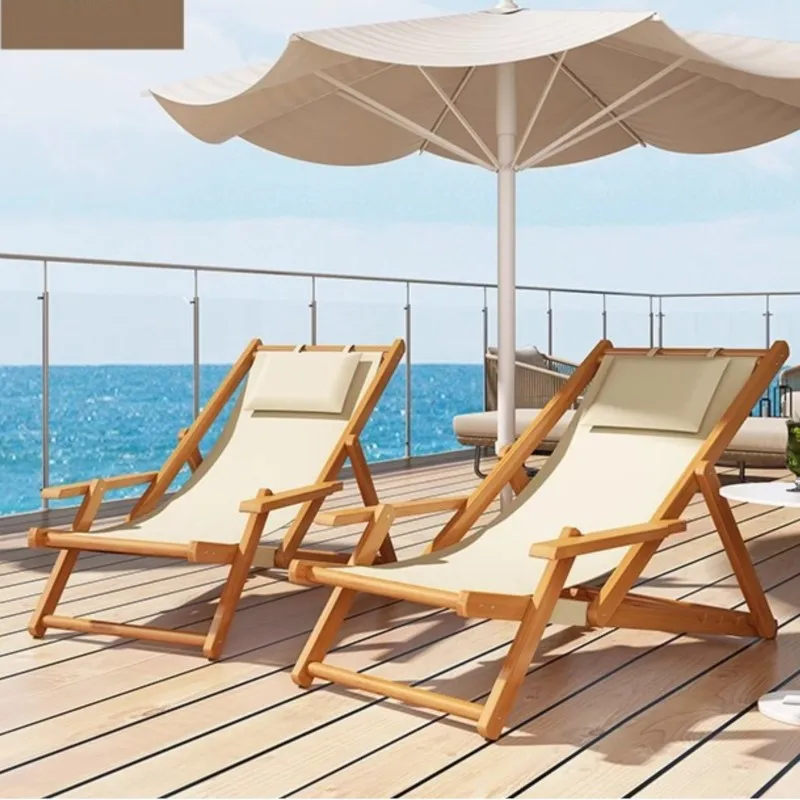 Folding Chair Folding Portable Chairs Solid Wood Lounge Chair Balconies Home Leisure Outdoor Canvas Beach Chairs Outdoor Camping Camping Chair