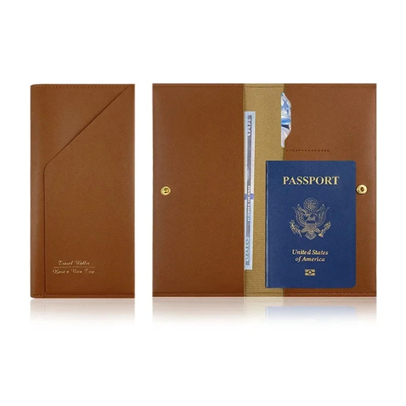Set 2 Custodie Passaporto E Etichetta Bagaglio In Pelle PU Bianca: Porta Documenti Con Mappa E Aereo Per Viaggi - 3