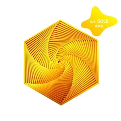 Fractal Fidget Hexagon - Portable Sensory Anti - Stress Toy and Visual Desktop Ornament (Golden)