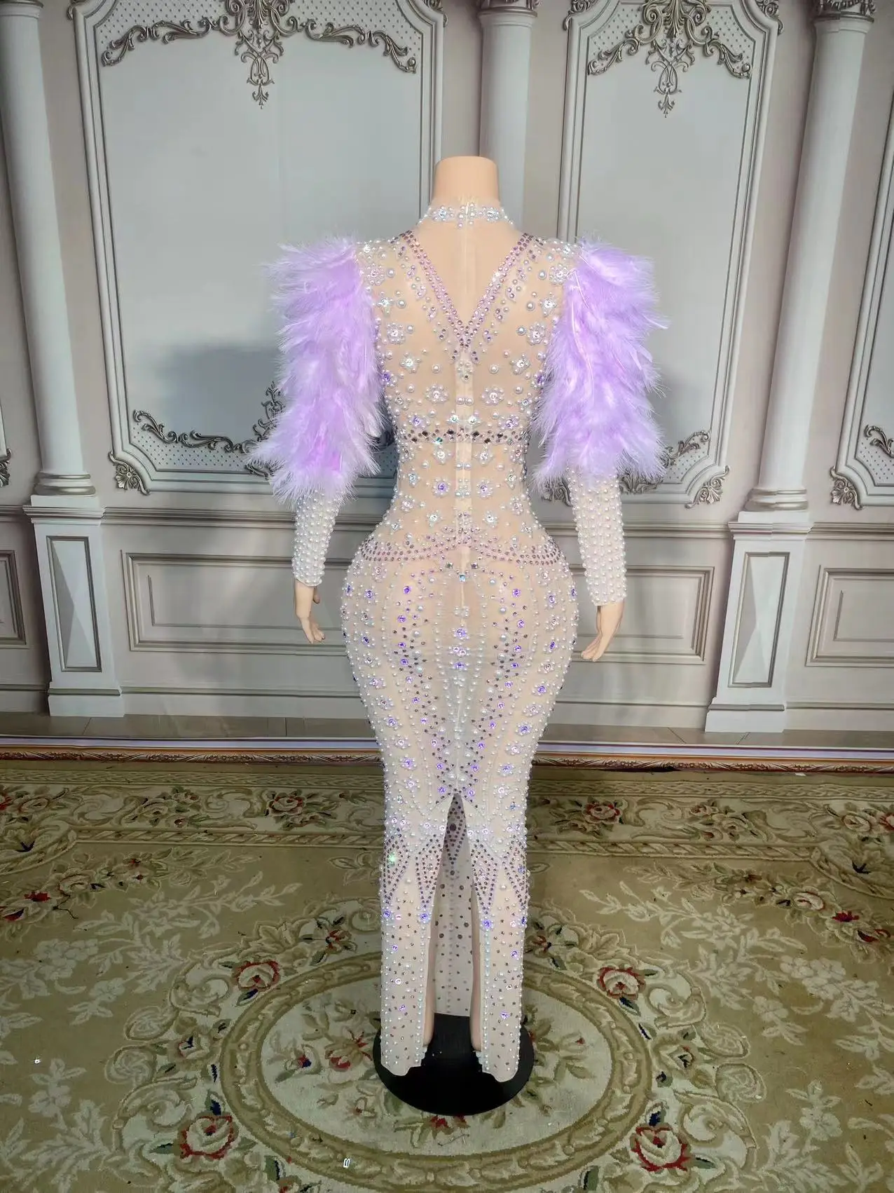 white christmas dresses Feathered Short Sequin Cocktail Dress 28212 Iridescent Lilac / 00 main image 1