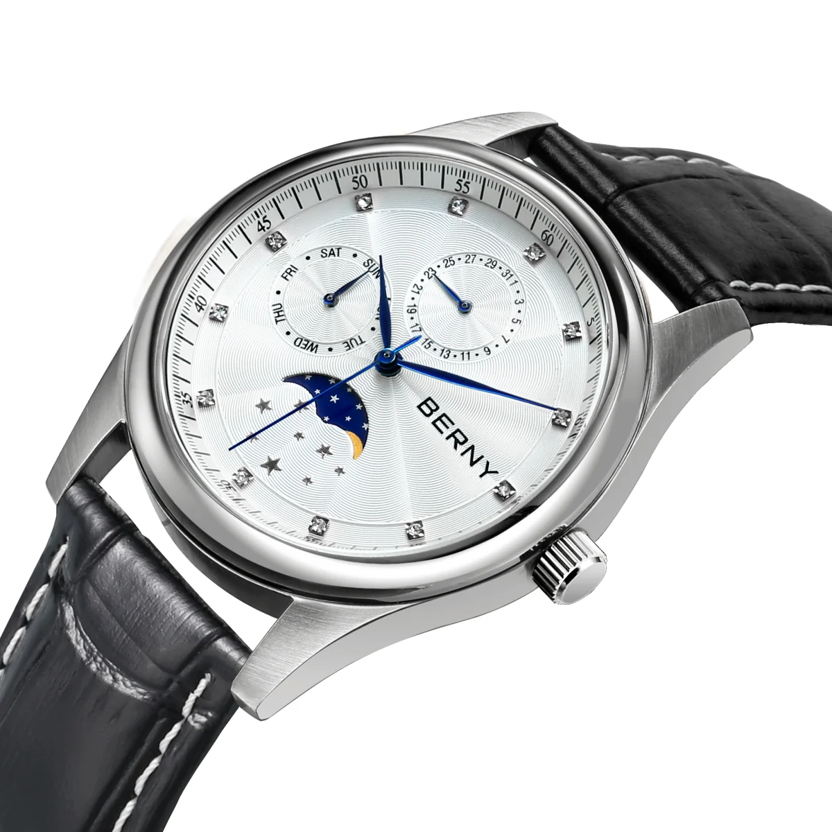 Berny orologio automatico da uomo orologio da polso meccanico calendario annuale di lusso Sun