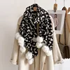 Fashion Faux Fur Tassels Leopard Print Imitate Cashmere Shawl Scarf Women Winter Warm Long Neckerchief Spring Summer Wraps