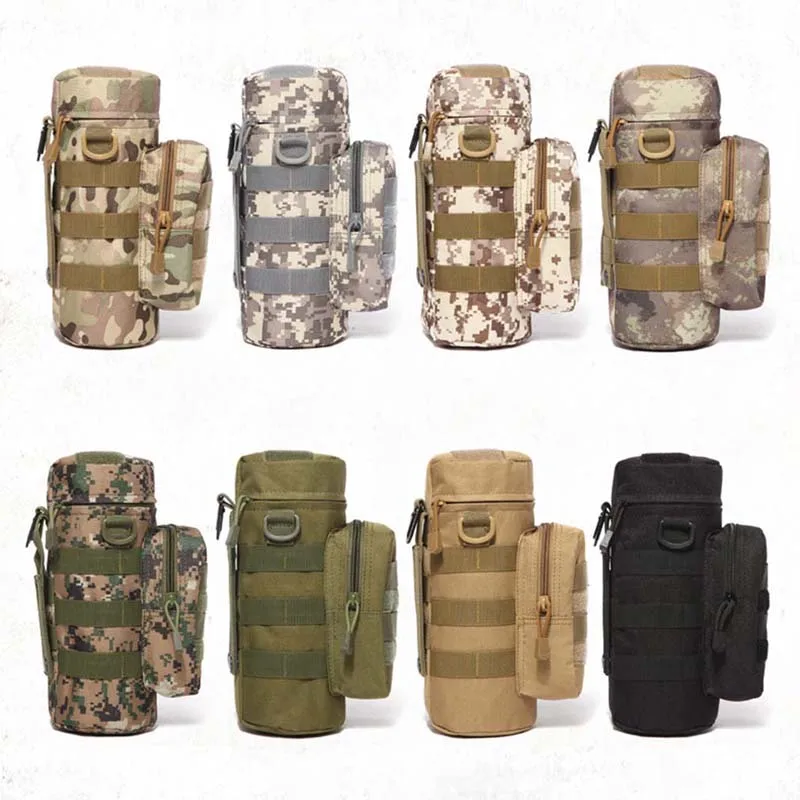 

Tactical Molle Zipper Camo Water Bottle Pouches Small Mess Pouch Nylon Waterproof Waist Bag Outdoor Travel Sports Bottle Pouch