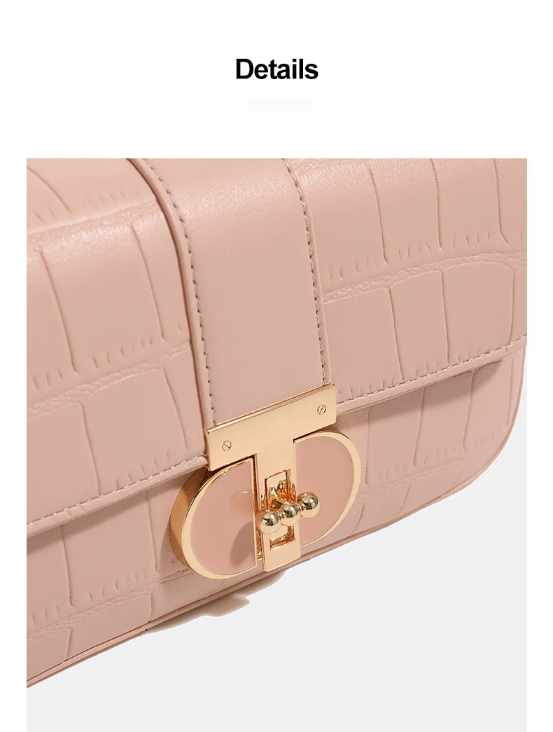 Bolso bandolera pequeño de mujer de color rosa de primera calidad con diseño francés de oolong de melocotón, primavera/verano 2024_voghion.com