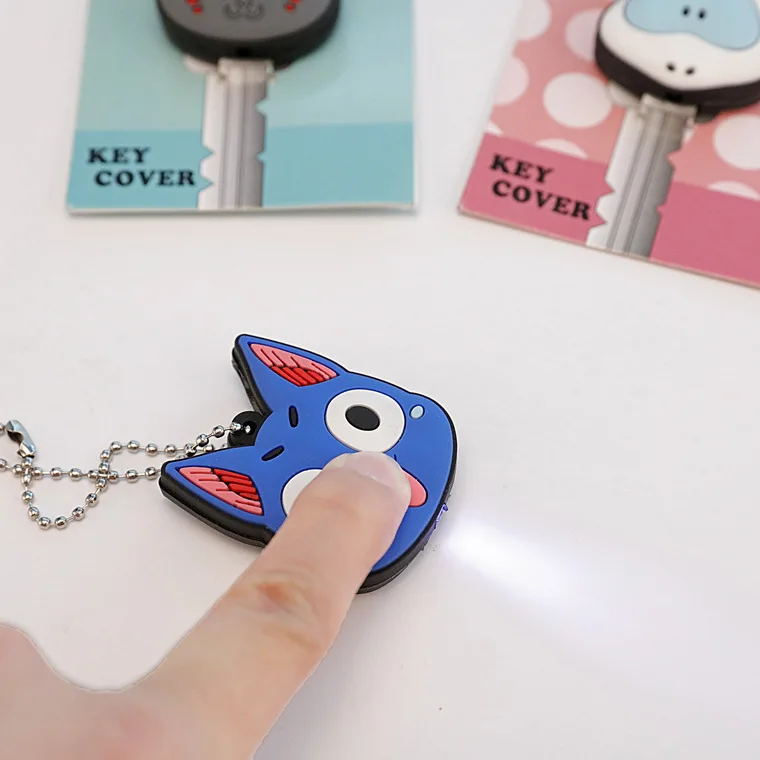 Keychain Case Cover LED Light PVC Silicone Key Ring Cap