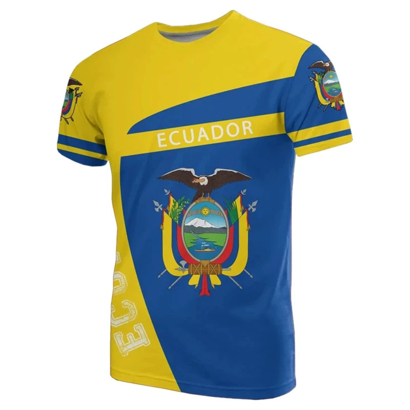 Ecuador fotbollströja med flagga 3d tryckt ventilerande_voghion.com