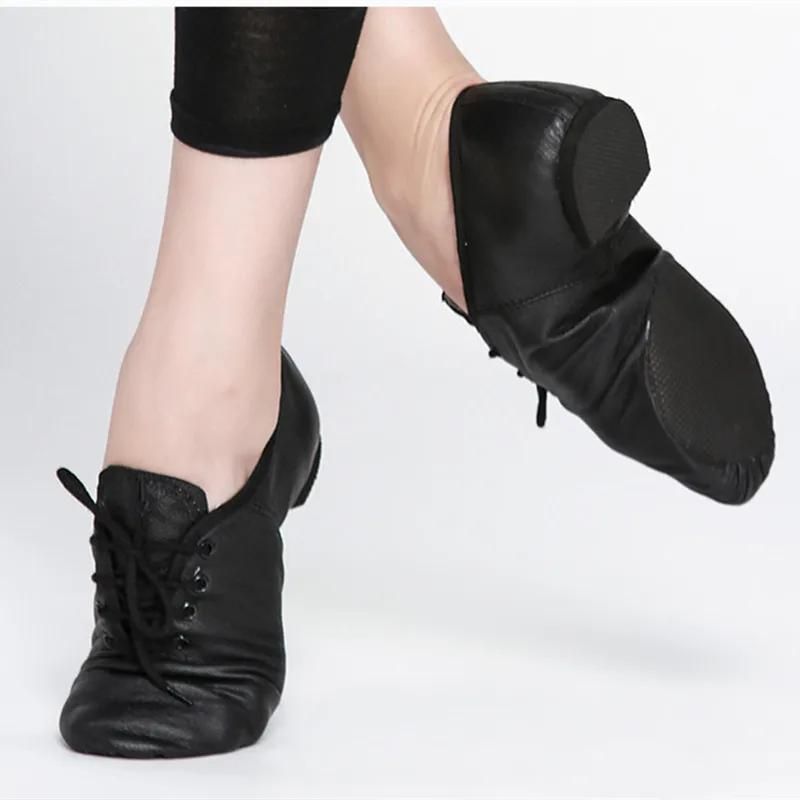 Black Tan Lace Up Geniune Pig Leather Dancing Shoe From Children to Adult Quality Oxford Jazz Dance Shoes dance shoes