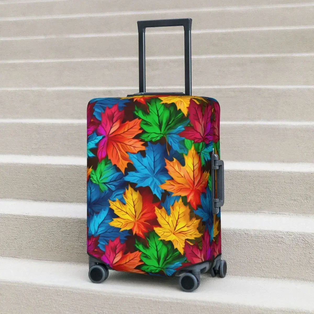 

Colorful Maple Leaves Suitcase Cover Vacation Autumn Plant Holiday Strectch Luggage Supplies Business Protector