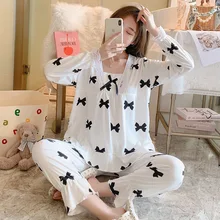 

Ladies Pajamas Princess Style Long-sleeved Cute Loose Home Wear Two-piece Suit Autumn and Winter Leisure and Comfortable Pajamas