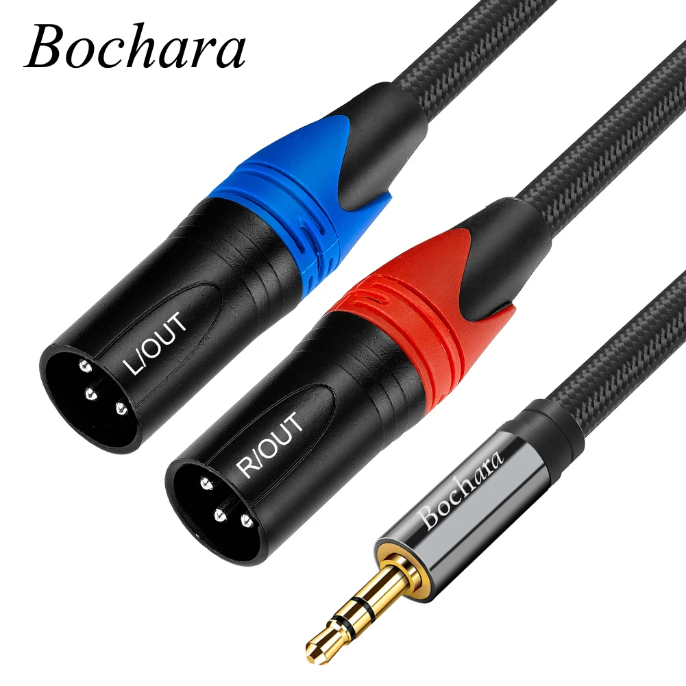 TRS 3.5mm Stereo Jack to Dual XLR Male Aux Audio Cable Braided For Speakers