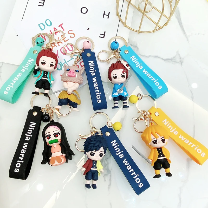 

Anime Demon Slayer Keychain Cosplay Prop Rengoku Kyoujurou Kamado Nezuko Tanjirou Accessories Cartoon Pendant Keyring