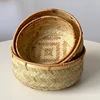 Woven Bamboo Basket Simple Natural Color Round Wicker Bread Basket Handmade Handmade Bamboo Basket Home Shop Display 1