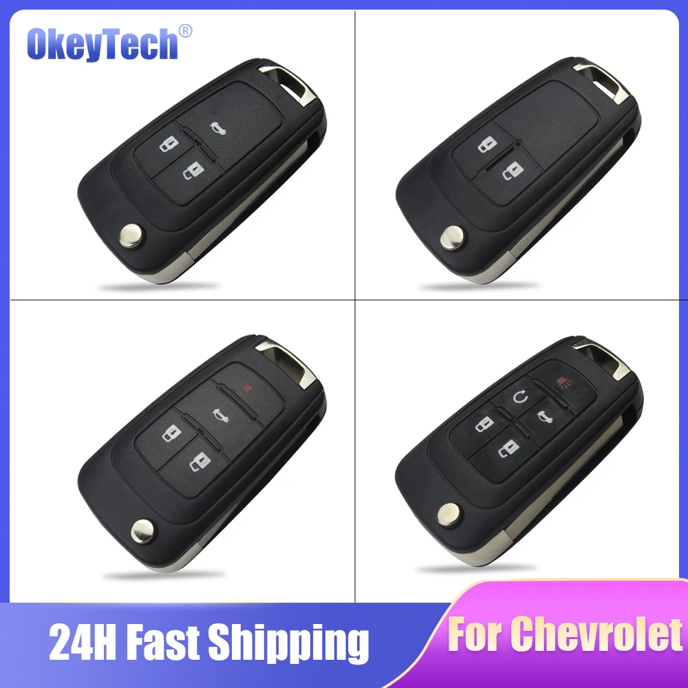 OkeyTech 2/3/4/5 Buttons Car Flip Folding Remote Control Key Shell For Chevrolet Cruze Epica Lova Camaro Impala HU100
