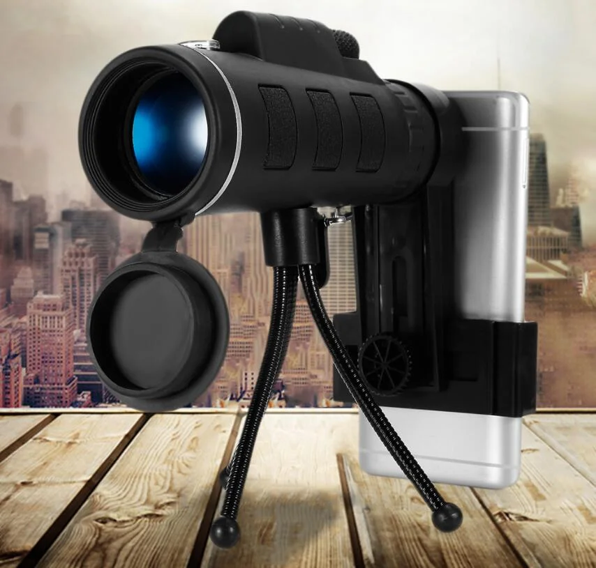 

Compatible with Apple, 40X60 Monocular BAK4 Monocular Telescope HD Night Vision Prism Scope With Compass Phone Clip Tripod for O