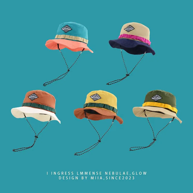 

New Japanese Outdoor Sports Color Matching Fisherman Hat Foldable Quick Drying Summer Sun Protection Climbing Basin Hat