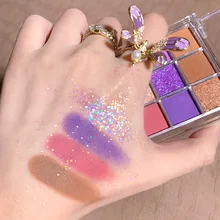 

Purple Green Sequins Eyeshadow Pallete Personality Long-lasting Makeup Palette Earth Flashing Glitter Eye Shadow Kit Beauty Tool