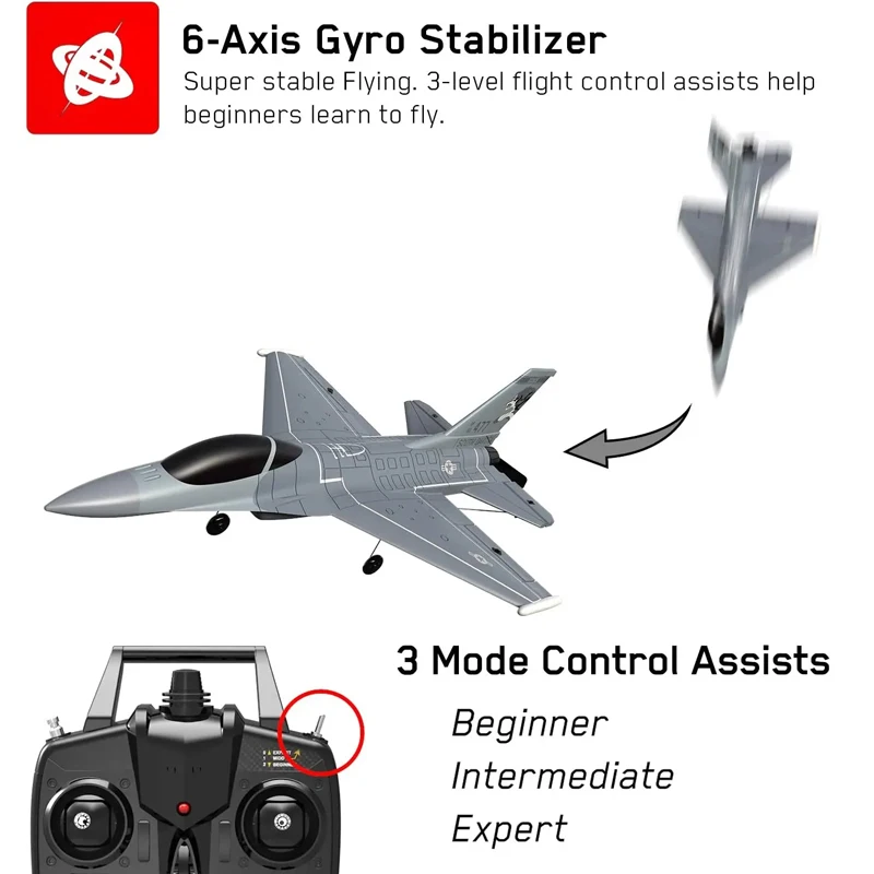 Coolbank RC Plane 2.4GHz RC Jet F-16 Fighting Falcon RC Airplane Fighter Ready to Fly 6-Axis 4CH RC Fighter Model Foam Toys Boys 4