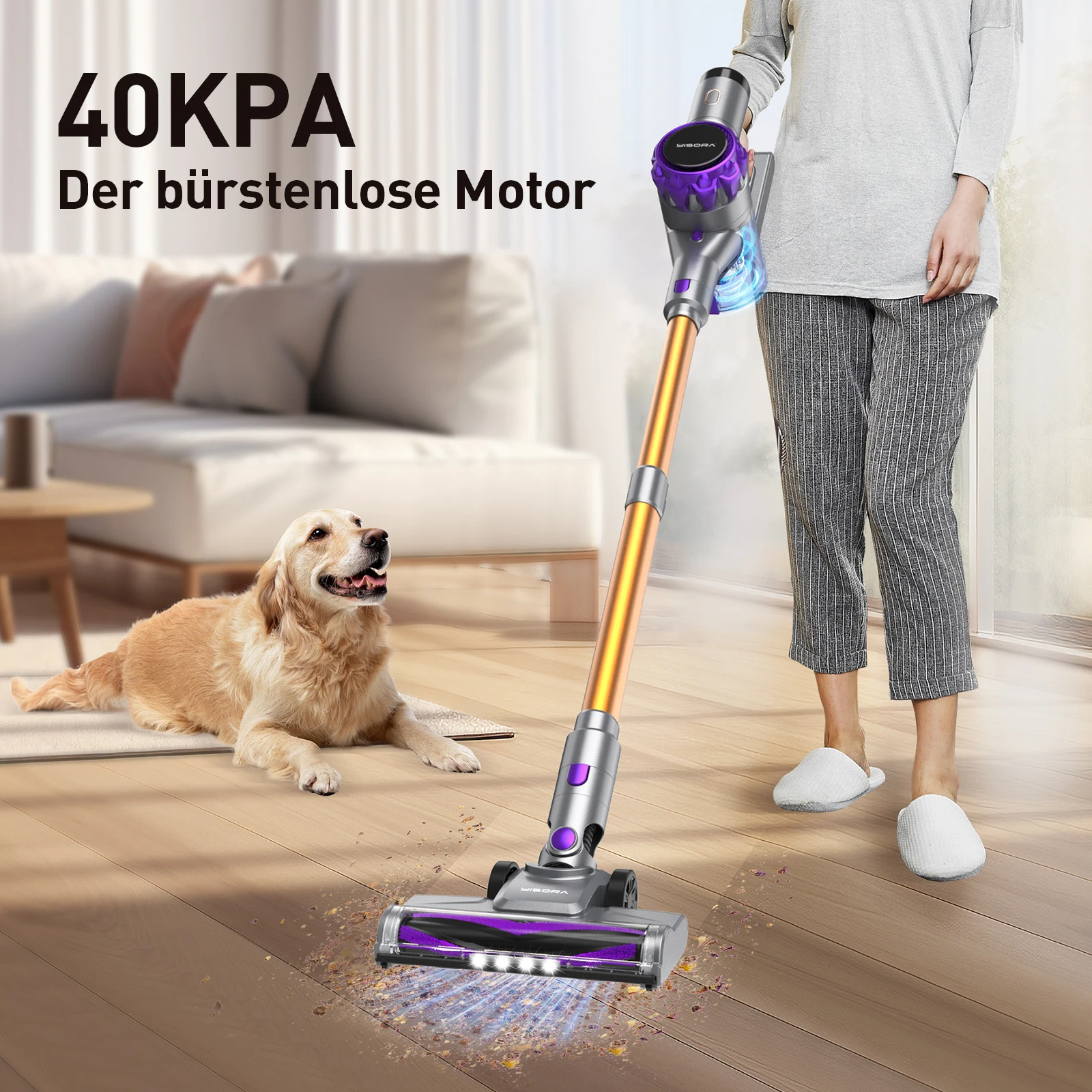 Aspirapolvere senza fili 550 W 45 KPA 60 minuti senza fili con display a LED aspirapolvere a mano leggero per la casa, peli di animali domestici, tappeti, pavimenti duri Ultra 8