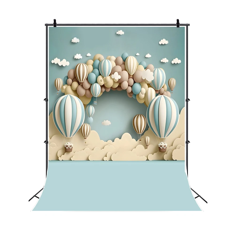 Baby 1st Birthday Photography Backdrop for Boy And Girl Baby Shower Balloon Flower Party Decor
