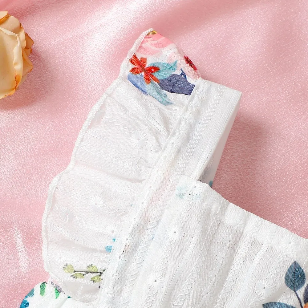 Floral Ruffle Baby Romper 3