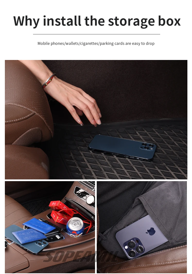 Car Leather Seat Gap Multifunction Crevice Water Cup Holder Storage Box Tesla Model 3 Model Y Model S Model X Cybertruck Beast