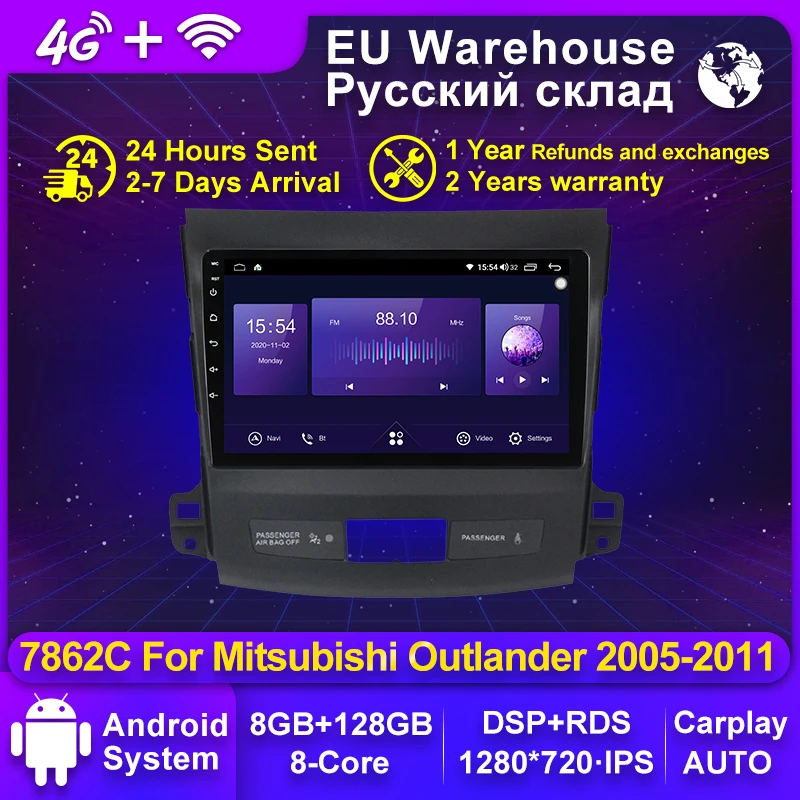 Android 11 Car Radio Multimidia Stereo For Mitsubishi Outlander xl 2 2005-2011 Citroen C-Crosser Carplay Auto 2din autoradio |