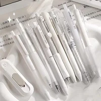 5Pcs Minimalist Transparent 0.5mm Gel Pens Set Large Capacity Quick-Drying Black Ink Pen Fashion Office Signature Pen 6