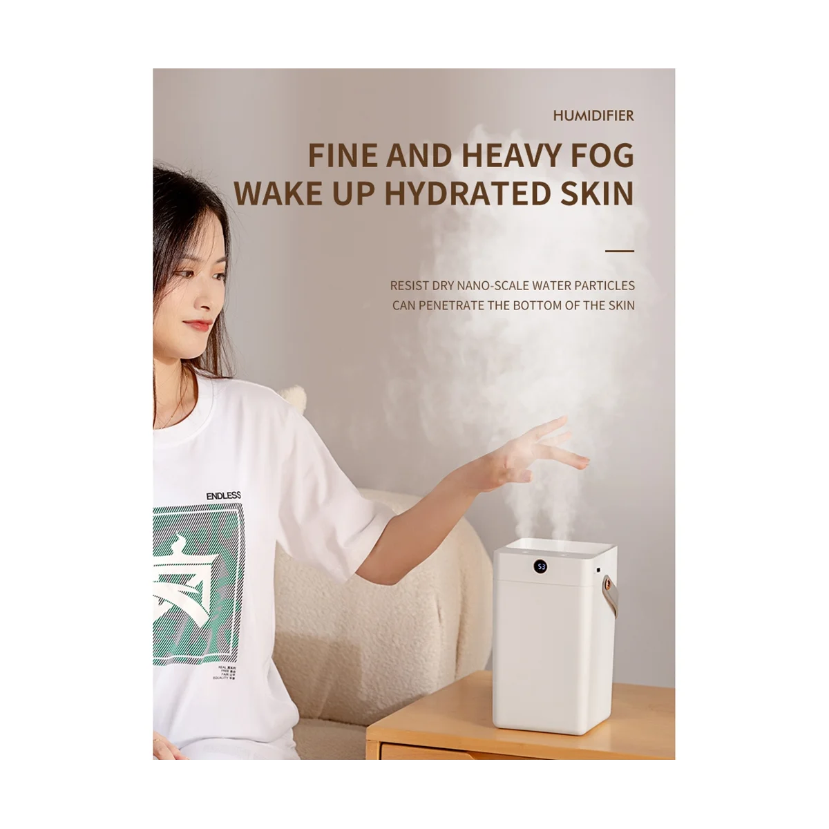 

Air Humidifier 3L Capacity USB Ultrasonic with LED Lamp Double Nozzle Big Fog for Bedroom Office Desktop