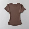 LUNDUNSHIJIA 2024 Summer Sexy Women Basic O-neck Short Sleeve T-shirt Ladies Slim Elasticity Cotton Tee Tops 12 Colors 4