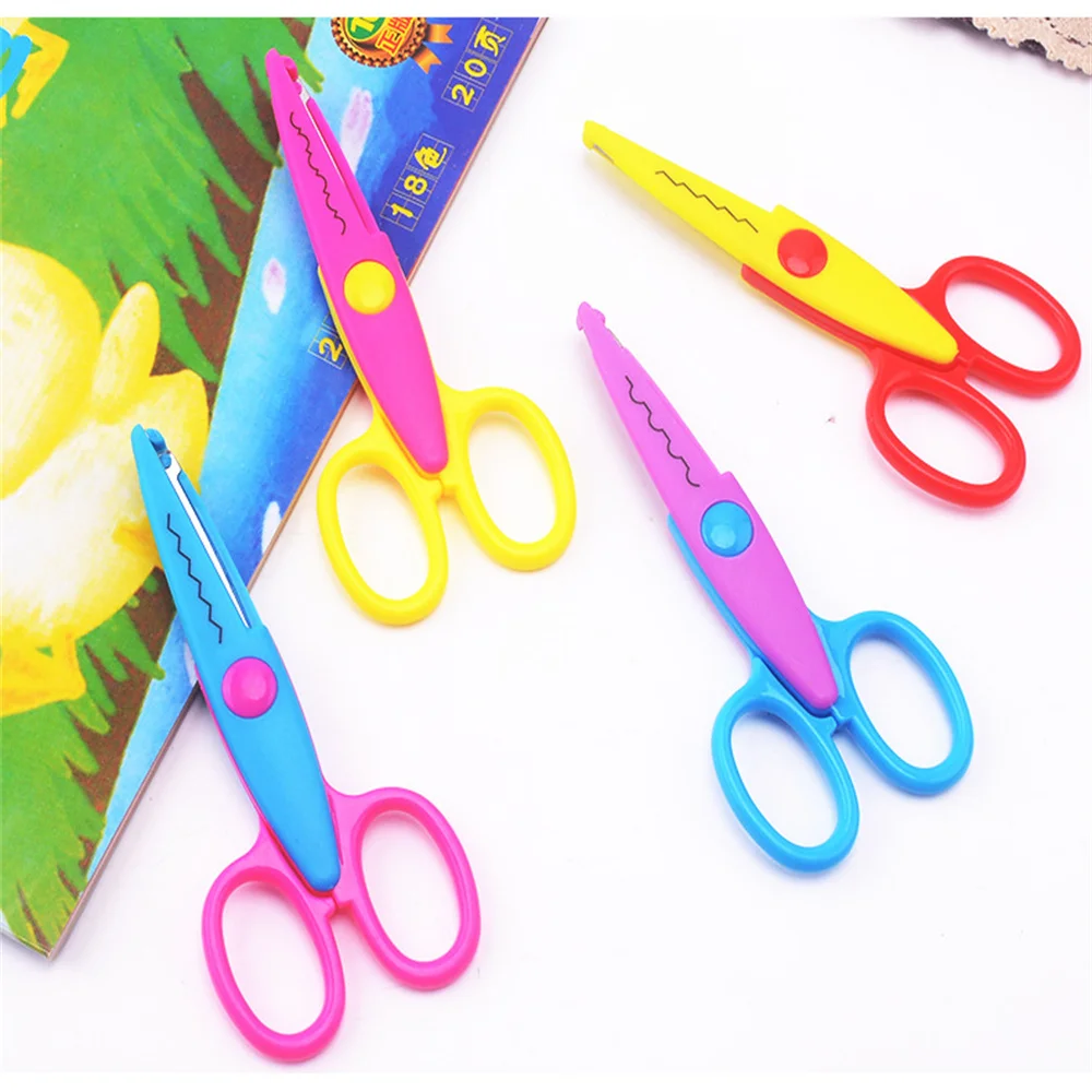 Stationery Scissors Accessories Tools Plastic Binding Lace Cutting Creativity Household Hand Scissors Tools And Gadgets Safety Scissors Curved Edges