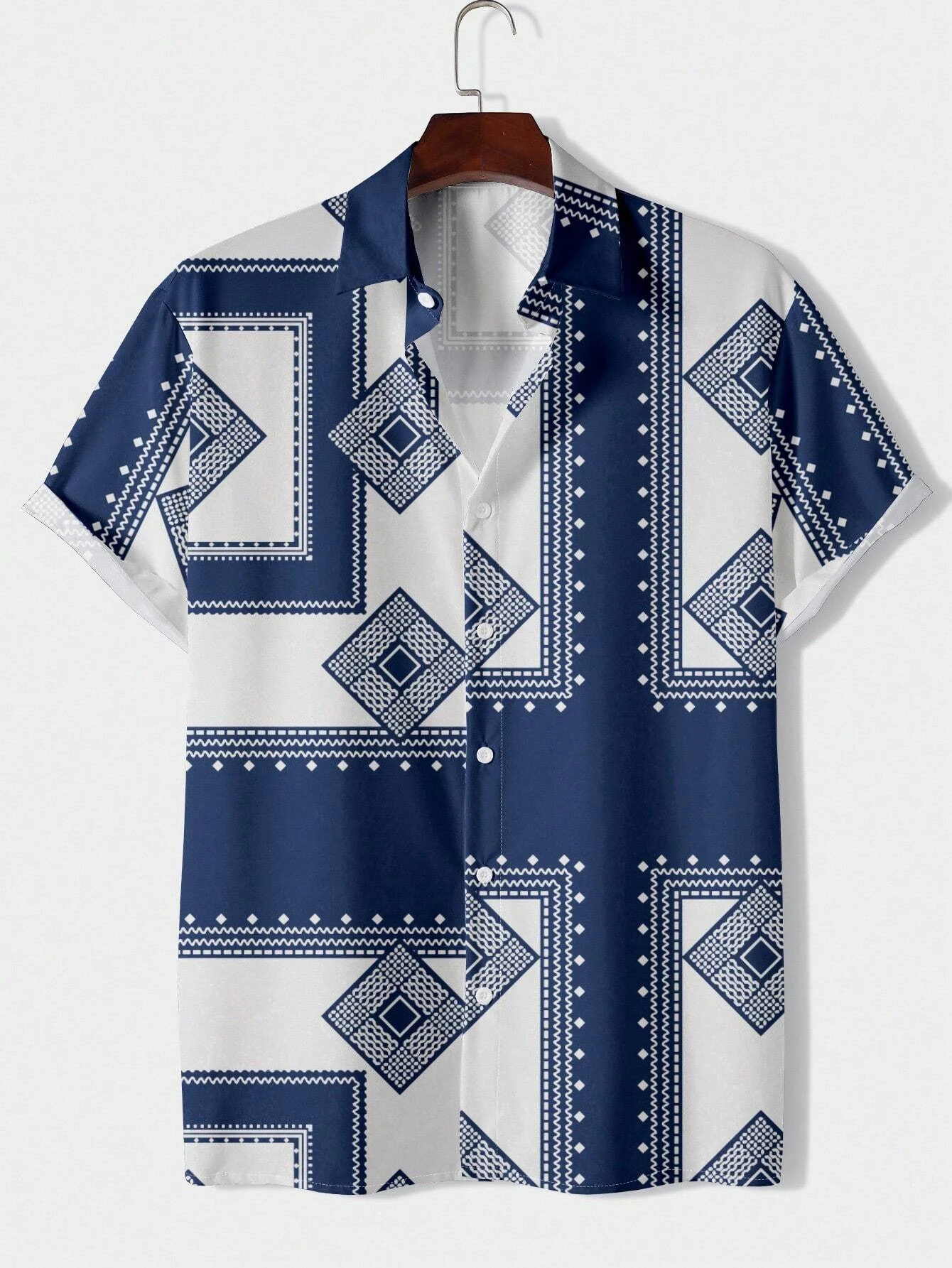 

Men's And women's Ethnic Printed short-sleeved shirts, Fashionable Casual button-down short-sleeved Tops