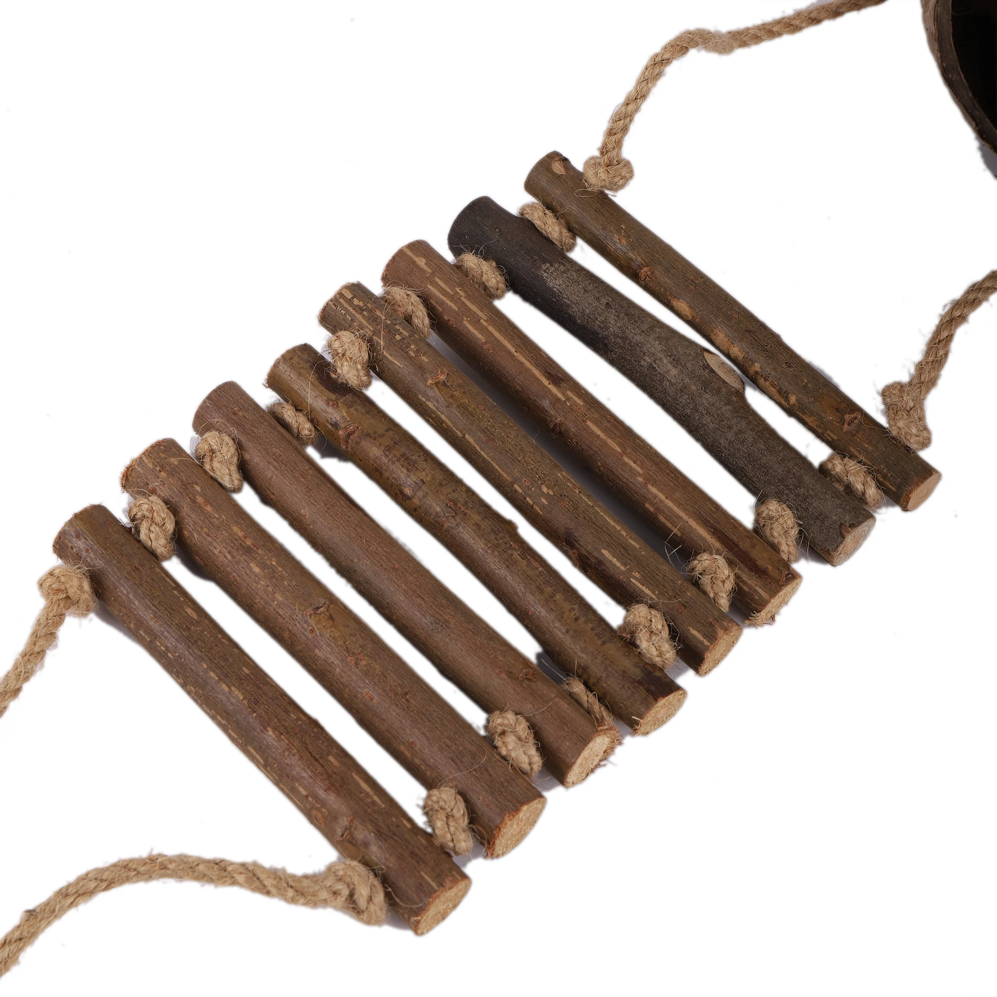 Coconut Bird House Bird Nest Shape Natural Coconut Hide Ladder House Cage Toy For Pet Parrot 1 Set