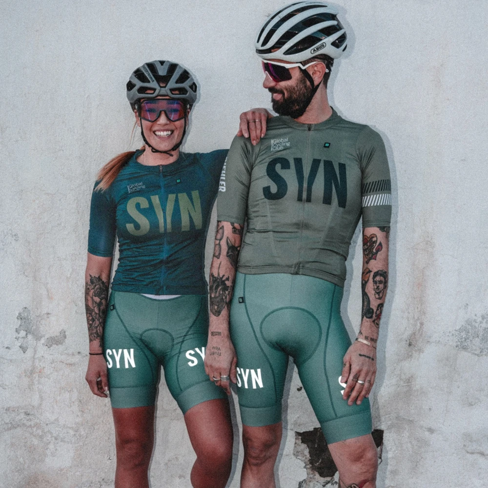 SYN Light blue women's summer short-sleeved cycling jersey top road bike MTB cycling outdoor sportswear