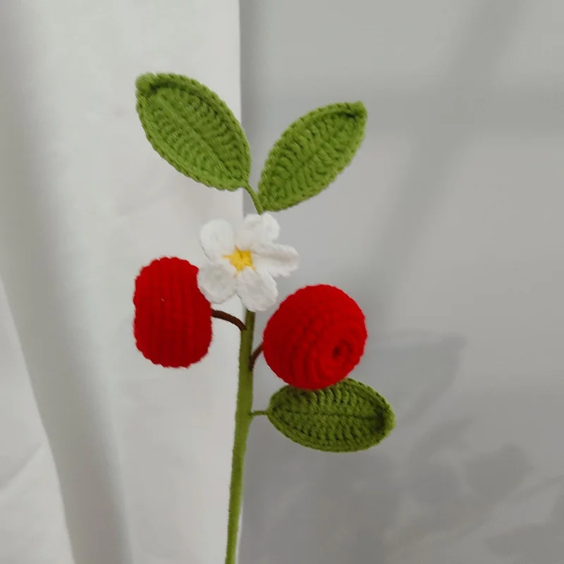 완제품 수제 뜨개질 꽃다발 인공 꽃 홈 데코 시뮬레이션, 애플 오렌지 올리브 블루베리 울 뜨게 선물