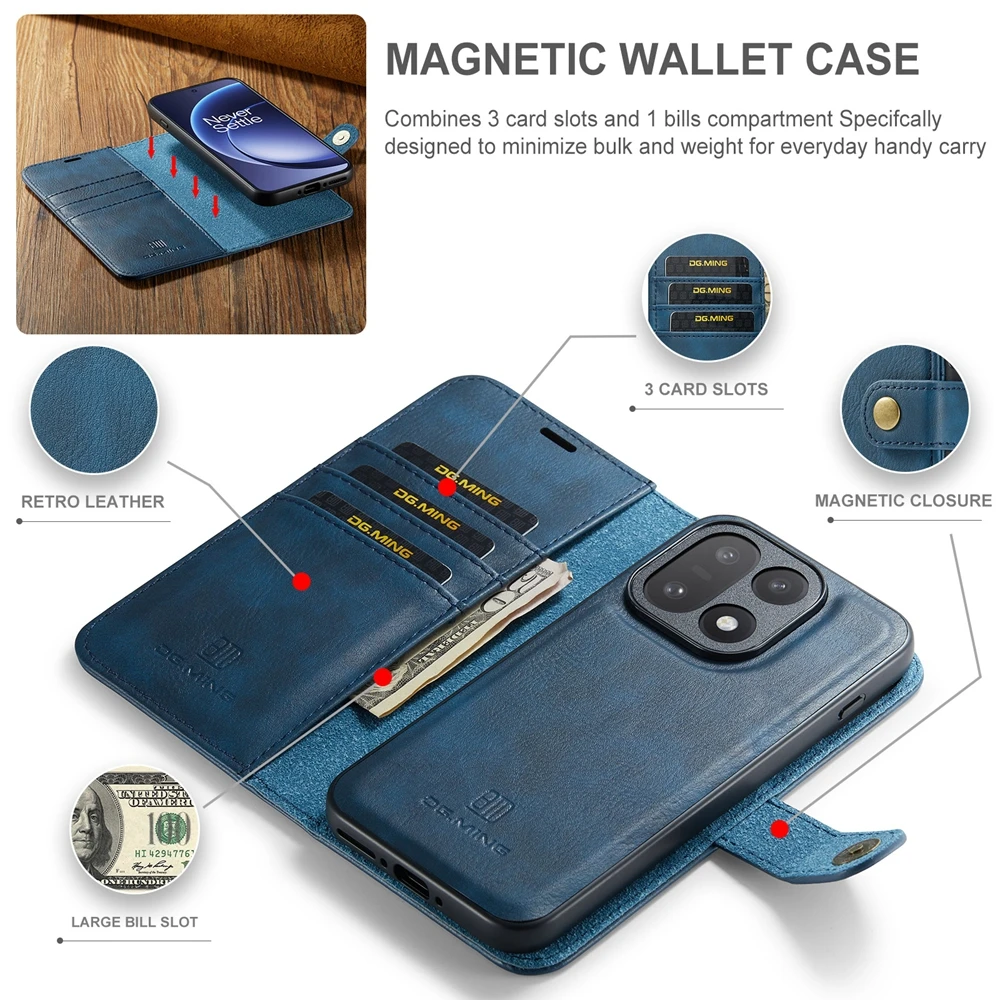 Premium Magnetic Leather Flip Cover with Stand and Card Holder - Anti-Fall Protection