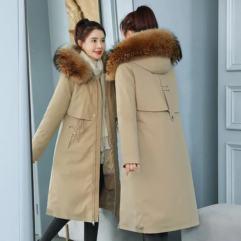 

One Coat Three Dresses Plush Thick Mid Length Style Overcoming Women Detachable Inner Jacket Autumn/Winter 2023 Coat Cotton Coat