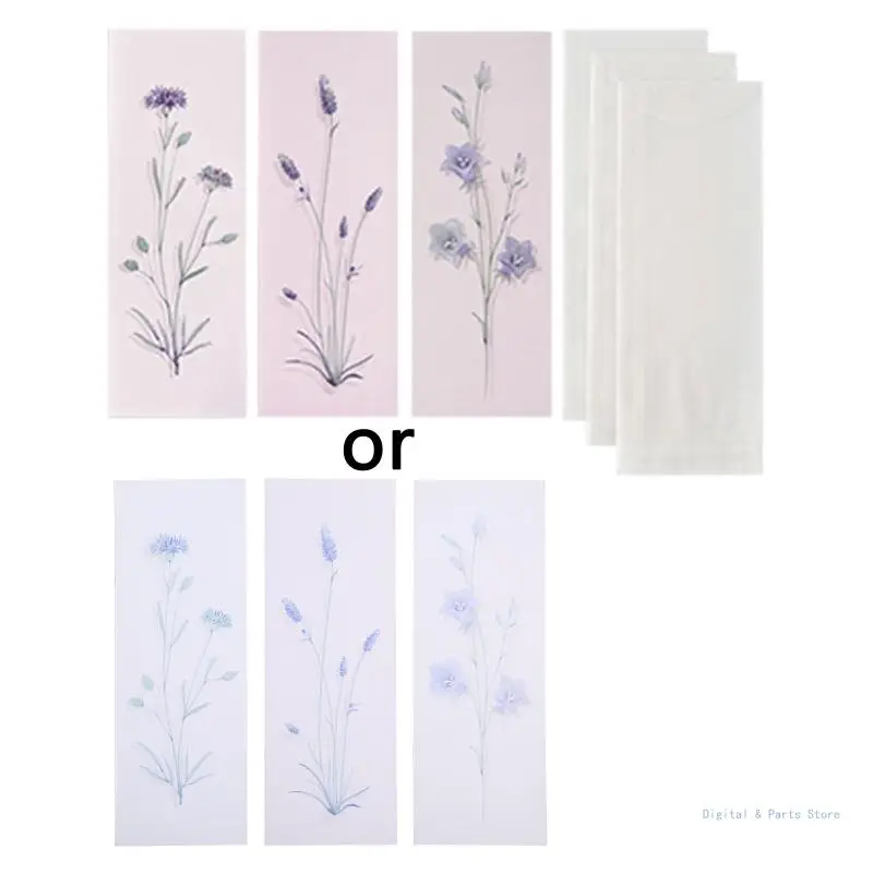 

M17F набор конвертов с буквами, эстетические цветы, стильный дизайн, полупрозрачные узкие конверты, бумага с подкладкой для