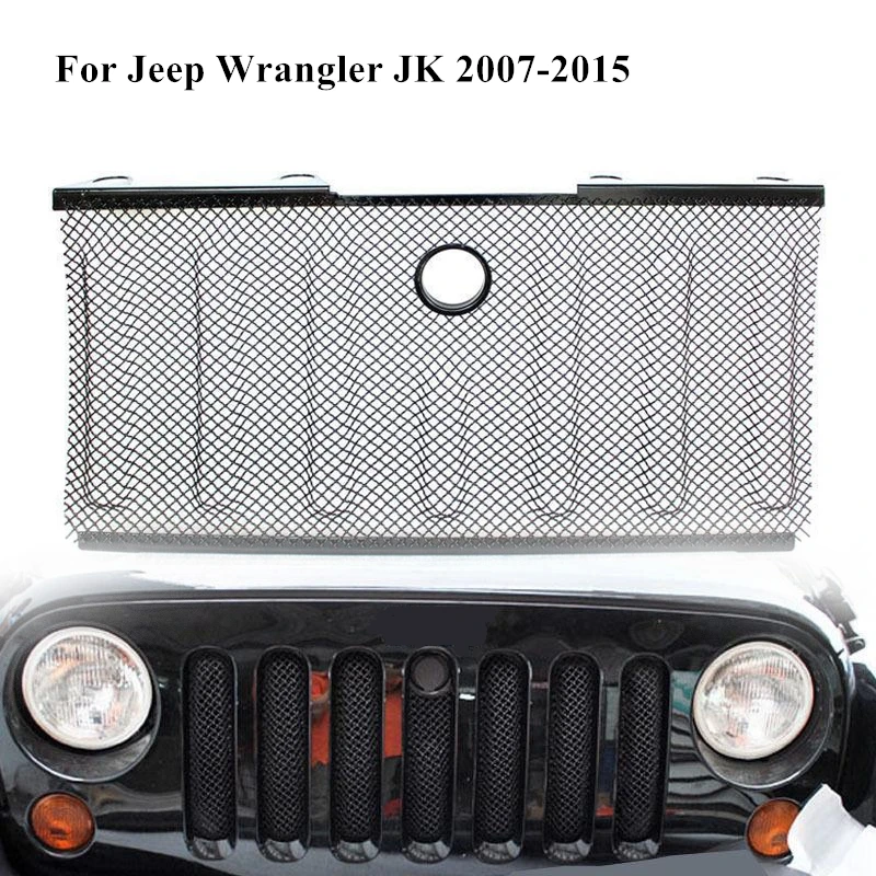 

For Jeep Wrangler JK 2007 2008 2009 2010 2011-2015 Front Mesh Grille Insert With Lock Hole Stainless Steel Radiator Protector