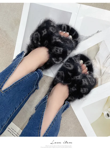 Mink Fur Flat Women Home Slippers With Fur, Soft Suite Flat Mules Dreamy Slippers  For Women Brown Pink Black Homey Shoes From Fashion_company, $2.02