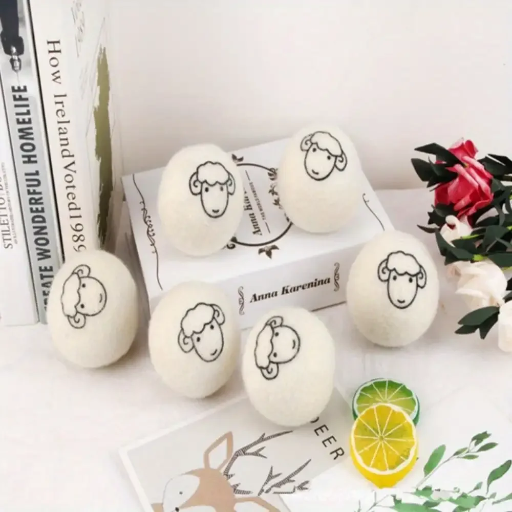 6PCS/Set of 5CM Reusable Wool Anti-tangle Dryer Balls Felt Laundry Balls for Washing Machine Accessories Shorten Drying Time