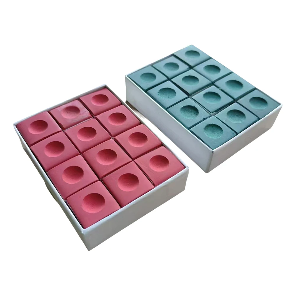 12Pcs/box Pool Cue Chalk Billiard Accessories Cue Stick Wiping Powder Pool Table Chalk Snooker Balls Entertainment Game Tools