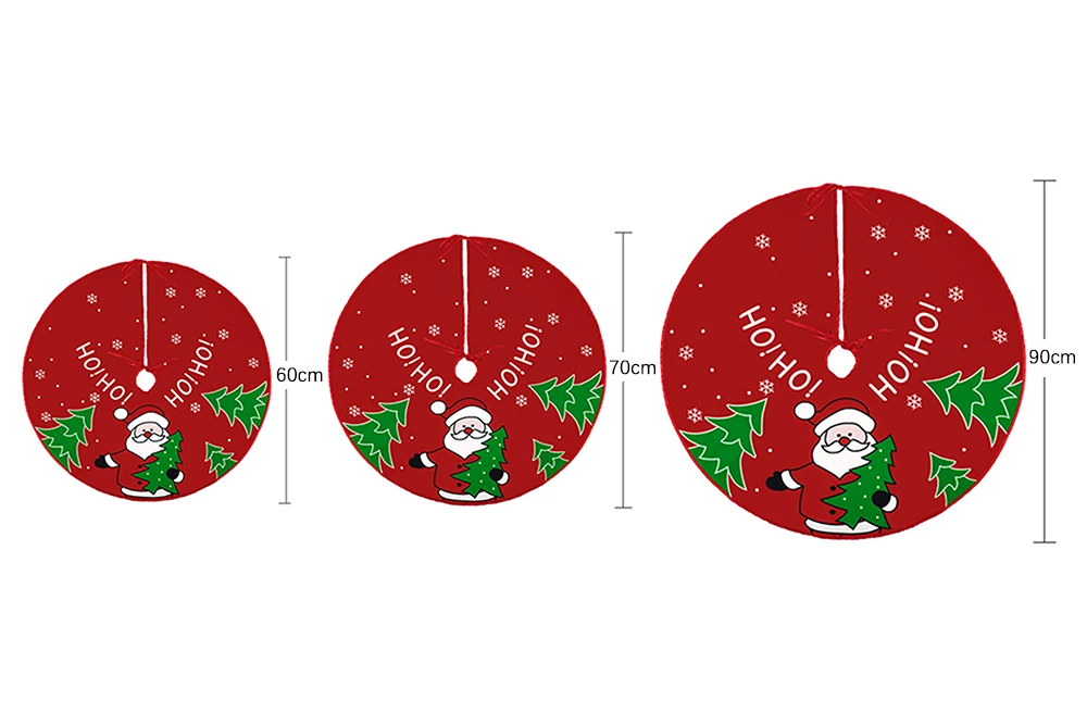 Description Picture 3 of itemMerry X-Mas Tree Skirt Ornaments Snowman Christmas Tree Red Cloth Xmas Tree Skirt Diy Happy Christmas Party Decorations Supplies
