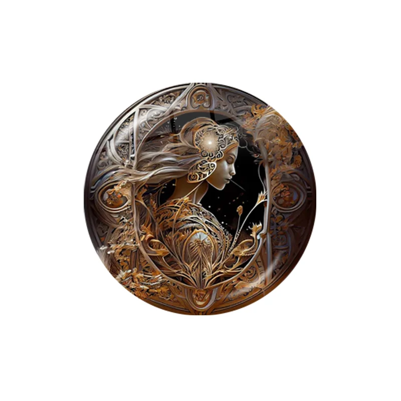 Zodiac Punk Mysterious Glass Cabochon - Handmade Constellation Art Piece