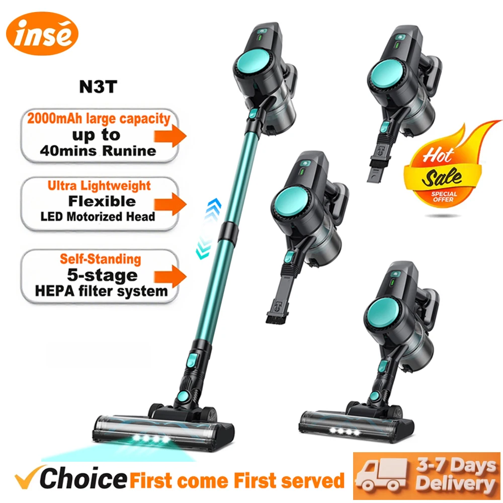 INSE N3T Cordless Vacuum Cleaner 40Kpa Ultra Lightweight 6 in 1 Stick Vacuum Up to 40mins Runtime for Home Pet Hair Hard Floor 1