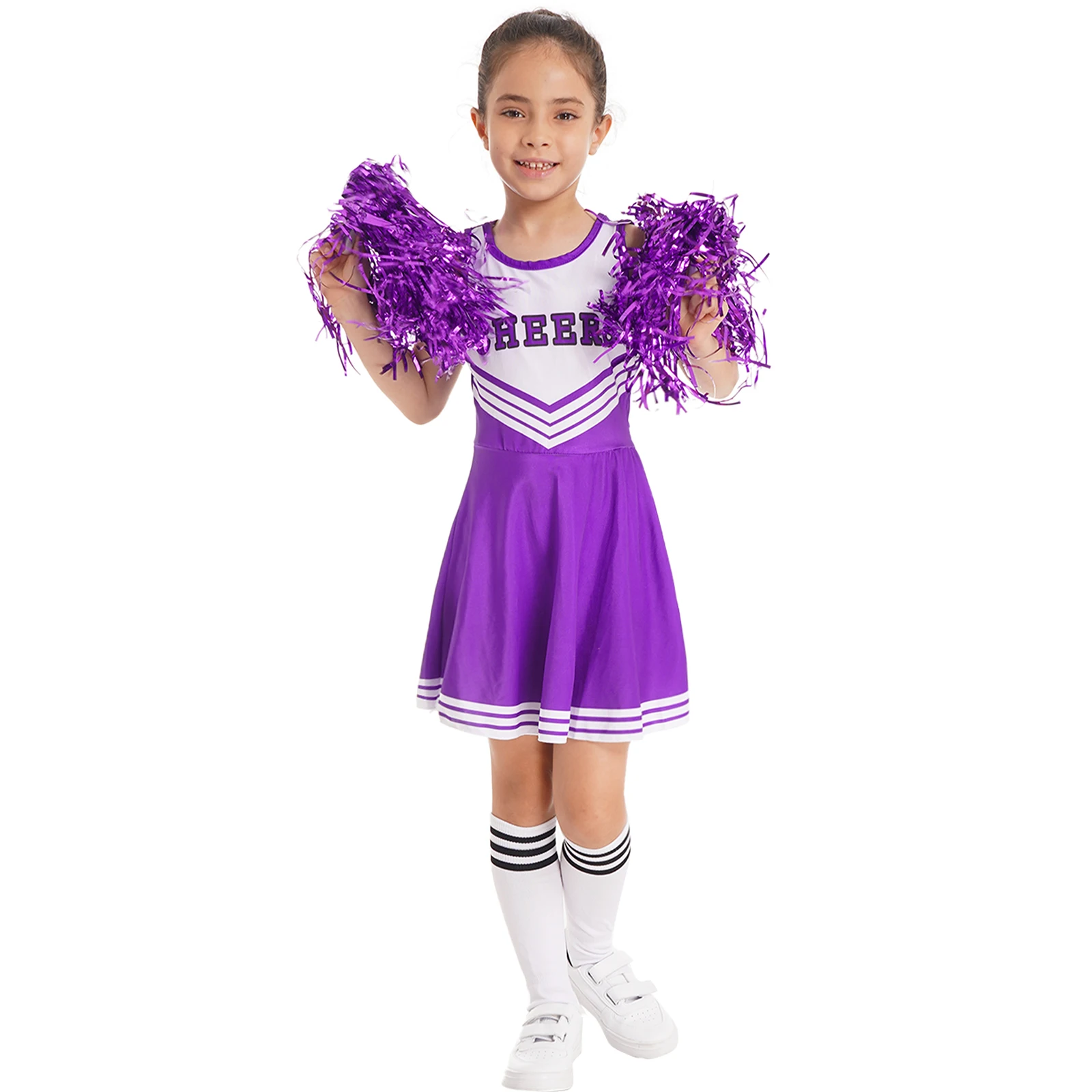 KidsGirlsCheerleadingUniformCostumeSchoolGirlsCheerDanceOutfit