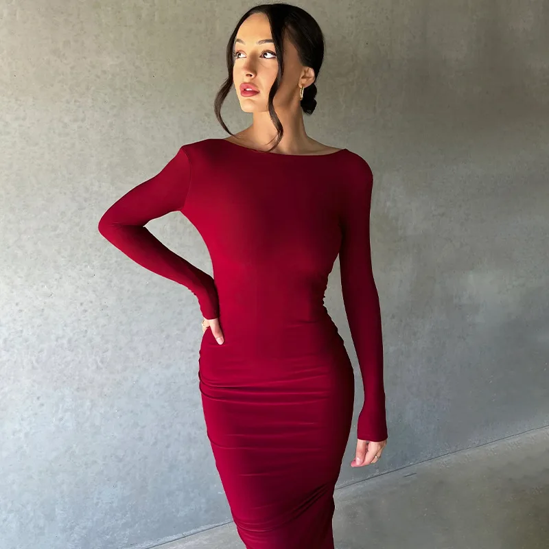 

Women Dress 2023 Summer Autumn Party Club Evening Streetwear Backless Bodycon Long Dress Wholesale Items For Business Vestidos